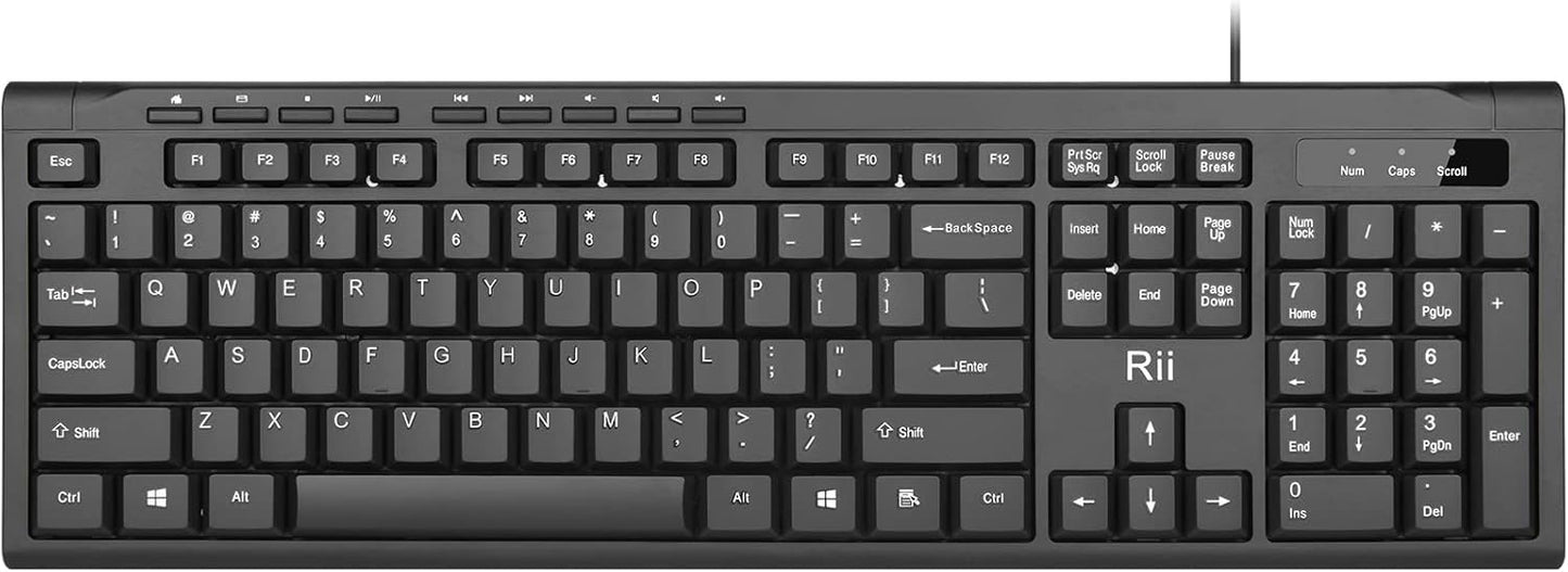 RK907 Ultra-Slim Compact USB Wired Keyboard for Mac and PC,Windows 10/8 / 7 / Vista/XP (Black)
