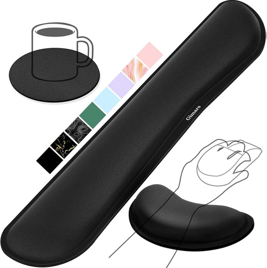 Upgrade Enlarge Silky Gel Memory Foam Keyboard Wrist Rest, Wrist Rest for Computer Keyboard, Ergonomic Design for Typing Pain Relief, Mousepad Rests, Wrist Support for Office, Gaming, Black