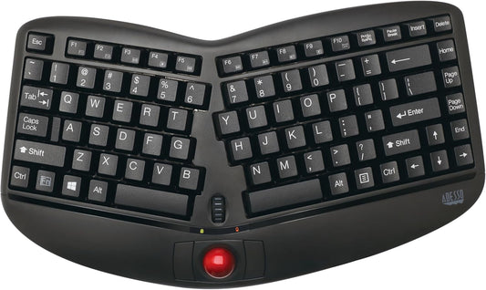 Wireless Ergonomic Keyboard with Built-in Removable Trackball and Scroll Wheel, Split Key, Long Battery Life, Small and Portable -Compatible for Laptop/Desktop/PC/Windows XP/7/8/10